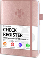 KUMEER Check Register – Elegant Check Registers for Personal Checkbook with Check & Transaction Registers, Hardcover Checkbook Log 5.2x7.6" (Rose Gold)