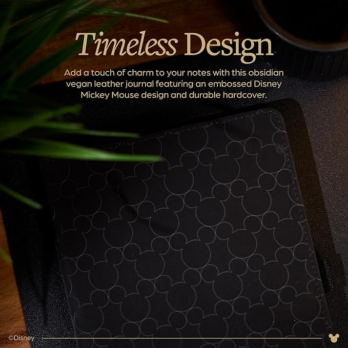 Happy Planner Disney Mickey Dot-Grid Journal for Office, School, or Journaling, Vegan Leather Notebook, A5 Size, 80 Pages, Obsidian
