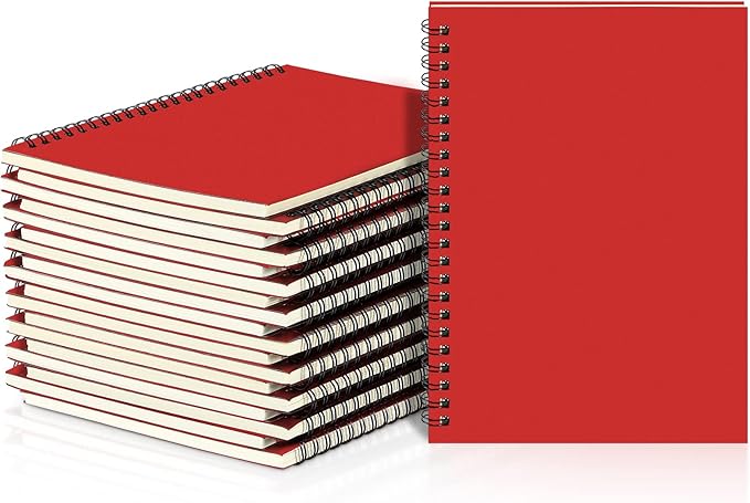 Yahenda Spiral Notebook Bulk A5 Journal Lined 8.3'' x 5.5'' Writing Composition Paper Small Notepad Subject Notebook for Students Office Business Back to School Supplies(Red,18 Pcs)