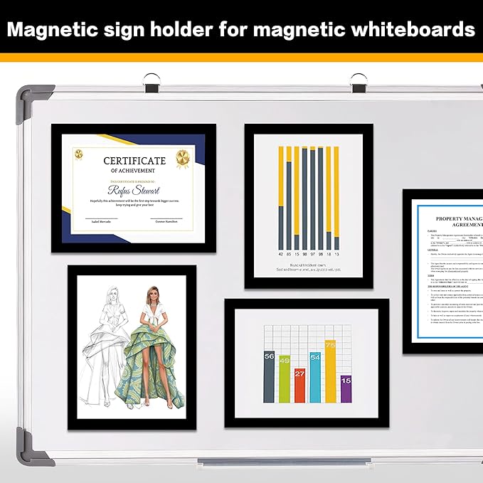 VAIIGO 5Pack Magnetic Frames for Refrigerator - 8.5 x 11 Magnetic Sign Holder, Magnetic Paper Holder Document Holder for Fridge, Metal, Whiteboard Surface - Magnetic Picture Frame Poster Frame