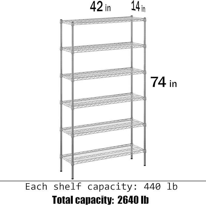 Regal Altair 14" Deep x 42" Wide x 74" Height Wire Shelving Kit | 6-Tier | NSF Commercial Storage Rack Unit
