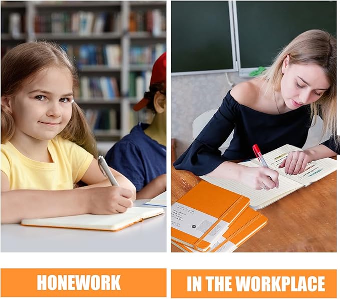 EMOMAS Lined Journal Notebook, 10Pack Hardcover Notebook for Men & Women – Journals for Writing, Work, School, Home & Daily Notes, 160 Pages – Medium A5, 5.7"x8", 100 gsm Thick Paper (Orange)