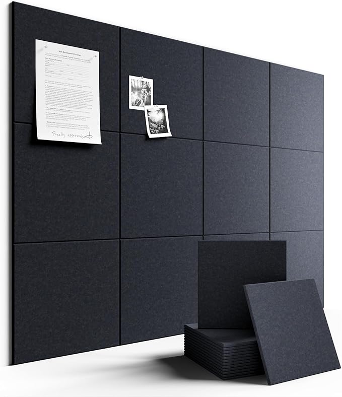 Fluxynara Large Felt Bulletin Board 48" X 36" Cork Board Alternative-12 Pack with 70 Safe Removable Adhesive Tabs, Cork Boards for Walls Cork Board for Home Office Classroom Pin Board -Navy Blue