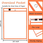 Antner 30 Packs Oversized Reusable Dry Erase Pocket Sleeves Clear Plastic Page Sleeves Sheet Protectors, 5 Assorted Colors 10x13" Ticket Document Holders, Shop Office School Teacher Classroom Supplies