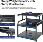 Fannova 25.6" x 23.6" Extra Large Printer Stand Table with Adjustable Storage Shelf, 3 Tier Rolling Printer Cart with Industrial Wheels for Home Office, Black