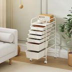 RELAX4LIFE 6-Drawer Rolling Storage Cart - Classroom Organization on Wheels w/Removable Plastic Drawers, Mobile Art Craft Cart for School Paper Home Office, Utility Cart with Drawers (White)