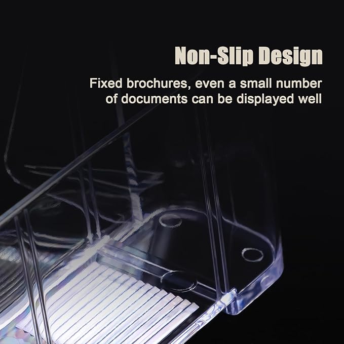 xydstay Acrylic Brochure Holder 8.5x11 Inches Slant Back Design, Clear Display Stand, Plastic Table Stand Sign Holder,Pamphlet Holder Flyer Holder, Acrylic Display Stand, Acrylic Table Signs Plastic Paper Holder for Office, Home, Store, 4 Pack
