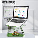 JOYEKY Laptop Stand for Desk, Adjustable Computer Stand with 360° Rotating Base, Ergonomic Laptop Riser for Collaborative Work, Foldable & Portable Laptop Stand, fits for All 10-16" Laptops