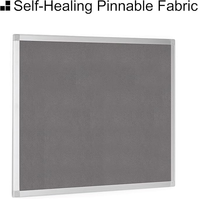 BoardsPlus Gray Felt Bulletin Board, 24" x 36", Wall Mounted Self-Healing Pin Board with Aluminum Frame, Affordable Felt Vision Board for Home, Office, Dorm & Classroom