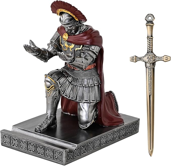 HDMbigmi Centurion Cloak Warrior Knight Pen Holder Mobile Phone Stand Desk Organizers and Accessories as Gift for Office and Home (Iron)