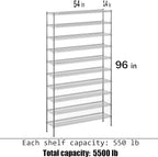 Regal Altair 14" Deep x 54" Wide x 96" Height Wire Shelving Kit | 10-Tier | NSF Commercial Storage Rack Unit