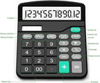 Calculator, Splaks 2 Pack Standard Functional Desktop Calculators Solar and AA Battery Dual Power Electronic Office Calculators with 12-Digit Large Display (1 Basic Black&1 Updated Silver)