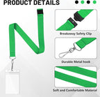 12-Pack Green Breakaway Lanyards with Waterproof Badge Holders, Polyester Neck Straps for ID Cards, Events, Office, and Schools