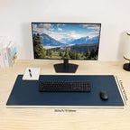 Wolaile PU Leather Desk Pad Blotter,Navy Waterproof Office Desktop Mat for Men,36x17in Non-Slip Large Mouse Pad/Writing Protector/Desk Accessories