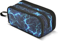BOENLE Dark Blue Electric Lightning Pencil Case Box Boys Girls Large Pencil Pouch with Zipper Compartments Big Capacity Stationery Pen Bag Organizer for Kids Teens Adults School