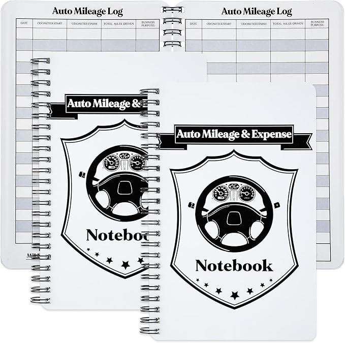 Spakon 2 Pcs Auto Mileage & Expense Log Book for Car Taxes Vehicle Maintenance Expense Track Record Notebook Small Business Gas Miles Log Book for Driver 5 x 7.87 Inch(Delicate,Classic Color)