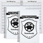 Spakon 2 Pcs Auto Mileage & Expense Log Book for Car Taxes Vehicle Maintenance Expense Track Record Notebook Small Business Gas Miles Log Book for Driver 5 x 7.87 Inch(Delicate,Classic Color)