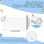 Ciphyfee Index Cards 3x5 Inch With Ring, 300 Count, Ruled White Colored Index Card, 180GSM Flash Cards College Ruled for Students, Teachers, Study Note Card for Office, Home, School, Office