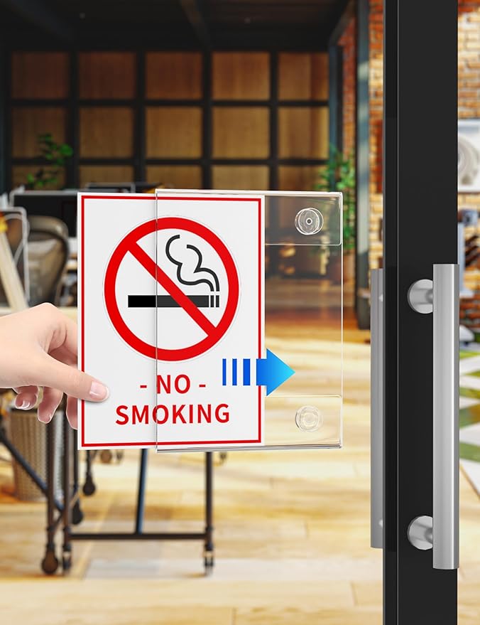 NIUBEE Acrylic Window Sign Holder:Glass Door Sign Holder with 4 Suction Cups 8.5x11 Inch--Window Mount for Displaying Flyers, Notices, Documents and Menus, for Office, Store, Home, Restaurant Use(6 PACK)