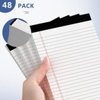 Nichela 5" x 8" Note Pads 48 Pack of Legal Pads 30 Sheets Notepad College Ruled Small Writing Pads Perforated Pages Paper Pads 80GSM Heavyweight Paper Note Pads for Home, Office, or School