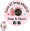 500 Love It Brag About It Snap Share Stickers - Pink Review, Boutique Packaging Handmade, Small Business Must Haves Social Media Roll