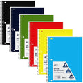 E-CLIPS USA Spiral Notebook, Wide Ruled Notebooks (6 Pack), 70 Sheets, Single Subject, Notebooks Bulk, 6 Color Assortment, 3 Hole Perforated Sheets (6, Wide Ruled)