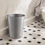 Monarch Abode Metal Bathroom Trash Can – Waste Basket for Bedroom, Office Desk, & Dorm, Handcrafted Ridge Embossed, Durable Decorative Pewter Small Trash Can Bathroom Garbage Bin Wastebasket