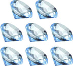 PATIKIL 8 Pcs Diamond Crystal Paperweight, 40mm / 1.57 Inch Crystal Paperweight Paper Weight for Home Office Desktop Table Decor Wedding Party Jewelry Ornaments, Light Blue