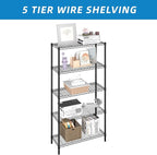 Guan River 5-Shelf Adjustable Metal Shelf Wire Shelving Unit Storage Rack Display Shelf for Office,Kitchen,Bedroom,Bathroom,Laundry,Pantry Basement,Garage(Black,36" L x 14" W x 72" H)