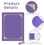 HAUTOCO 30 Packs Certificate Holders, Purple Diploma Holders, Document Award Covers Certificate Folders with Gold Foil Border for 8.5x11 Letter Size