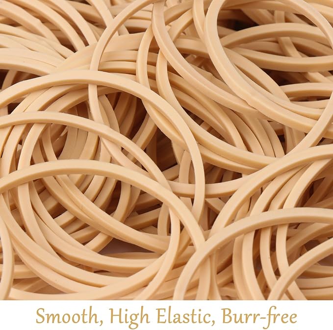 Rubber Bands Office Supplie 1100Pcs(approx. 1LB) Size #16 Rubberbands Light Brown Elastics Rubber Bands Thin Small Rubber Band for Office Home Supply File Folder