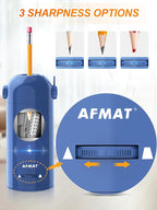AFMAT Electric Pencil Sharpener, Fully Automatic Pencil Sharpener for 7-11.5mm Colored/Jumbo Pencils, Auto in & Out, Rechargeable Hands-Free Pencil Sharpeners for Classroom Home Office PSX5, Blue