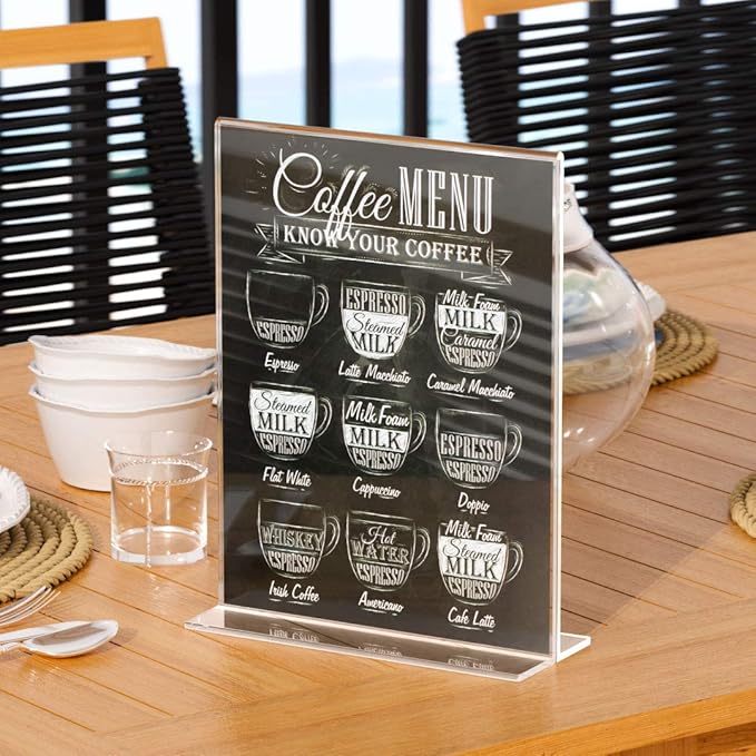 NIUBEE 12 Pack Acrylic Sign Holder 8.5 x 11 - T Shape Double Sided Clear Sign Holder for Table Top Display - Portrait Style