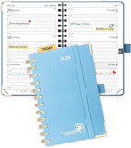 POPRUN 2026 Pocket Planner with Hourly Time Slots for Purse, (Small Size-4'' x 6.25'') - Daily Weekly and Monthly Calendar Agenda 2026 Appointment Book with Inner Pocket, 100 GSM - Haze Blue