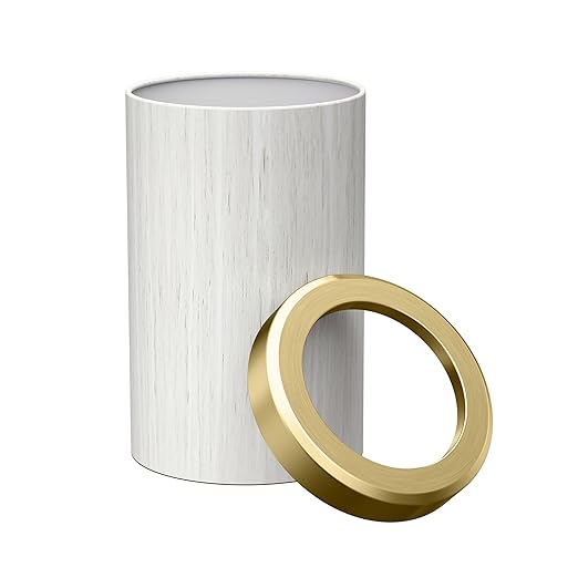 Round Wastebasket 11.875" H White Oak/Brushed Brass Lid