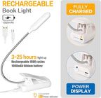VAVOFO Clip On Book Light for Bed Kids, 7 LED Reading Light with 9-Level Warm Cool White Daylight, Eye Care Lamp with Power Indicator for Bookworms (White)