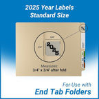 2025 Year Stickers, Doctor Stuff 2025 Chart Stickers, Gray/Black Color Coded, POS Style, USA Made Year Labels for End Tab File Folders, 500/Roll, 1 Roll, 3/4" x 1-1/2"