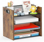 Boershun Wood Desk Organizer - 4-Tier Desktop File Organizer, Wooden Paper Organizer, Office Desk Organization for Accessories, Papers, Mail, Notebooks, Stationery