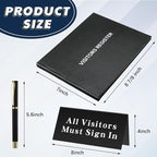 Affrolling 3 Pcs Visitor Log Book Set 120 Pages 8 7/8" x 7" Visitor Register Book Must Sign in Black Pens for Office Visiting Desk Wedding Reception and Events Reception Supplies
