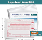 Daily Log Books for Truck Drivers with 7 & 8 Day Recap, 10 Pack, 2-Ply Carbonless, 35 Sets of Forms per Book, 8.5" x 5.5", Paper Driver Log Books for Truckers, Meet Requirements