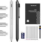 Shuttle Art 4 in 1 Multicolor Pen, 2 Pack Retractable Ballpoint Pens with 1.0mm Black Blue Red Ink and 0.5mm Mechanical Pencil, Multifunction Pens Gift Set for Writing Note Taking School Office Home