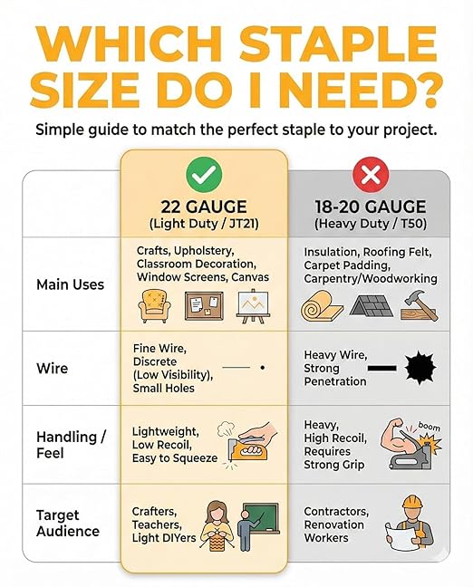 YEAHOME Light Duty Staples for Staple Gun, 3000 Counts 1/4-Inch JT21 Staples Standard Refill for Stapler, Suit for Upholstery, Crafts, General Repairs