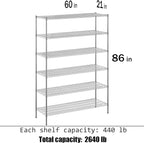 Regal Altair 21" Deep x 60" Wide x 86" Height Wire Shelving Kit | 6-Tier | NSF Commercial Storage Rack Unit