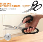 2-Piece Kitchen Scissors (1 Heavy-Duty Poultry Shears + 1 Chicken Bone Scissors) Stainless Steel Cooking Shears, Multi-purpose Kitchen Shears for Meat, Fish, Vegetables and Poultry