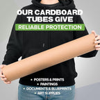 4" x 24" Reinforced Kraft Paper Mailing Tubes, Pack of 6 Tubes with 2 Caps Each – USPS Approved Poster Tube – Made in USA Cardboard Tube for Shipping and Storing Posters, Prints, Artwork, or Documents