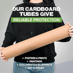 4" x 24" Reinforced Kraft Paper Mailing Tubes, Pack of 4 Tubes with 2 Caps Each – USPS Approved Poster Tube – Made in USA Cardboard Tube for Shipping and Storing Posters, Prints, Artwork, or Documents