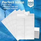 9 x 12 Envelopes, Tyvek Envelopes 9x12, Catalog Envelopes 9x12, Self Sealing Closure, Tyvek Material, 14 lb., Puncture, Tear & Moisture Resistant (500 Pack)