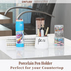 ONTUBE Porcelain Pens Holder Stand,Ceramic Pencils Holder (White)