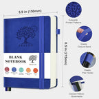 PERCUN Blank Journal Ntebook for Men & Women, 160 Pages Blank Journals for Writing, Drawing,Sketch Book,5.9" x 8.5" Leather Sketchbook, Unlined Notebook for Work, School, Art (Navy)