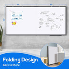 Magnetic Dry Erase Board 96 x 48 inches, Maxtek 4" x 8" Whiteboard for Wall, Large White Board Dry Erase Foldable Wall-Mounted Aluminum Frame Erase Board with Marker Tray for Office Home and School